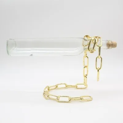 Transparent gold Левитация бутылка вина гидропонное стекло ваза Террариум контейнер стеклянная растительная ваза железная металлическая подставка настольный домашний Декор сад - Цвет: Transparent gold