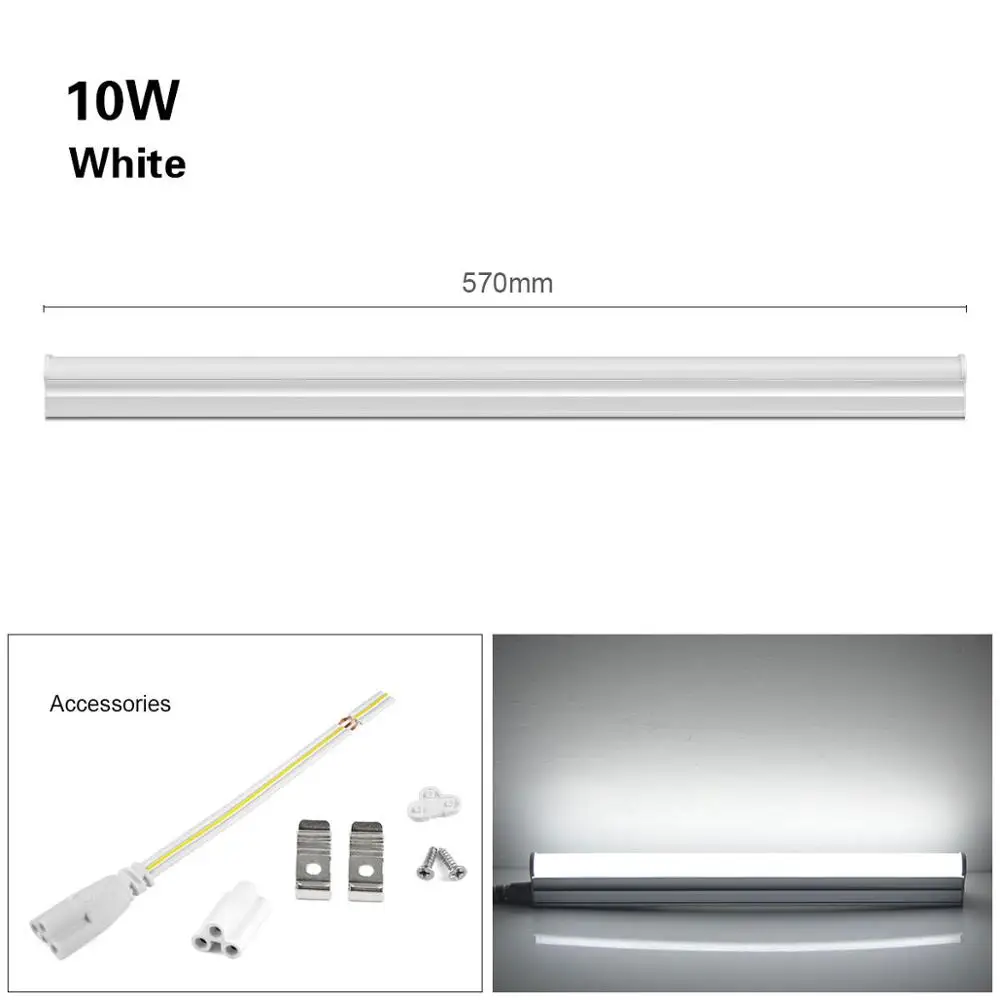 10W White 1 Set T5 светодиодный светильник под шкаф 220 В 6 Вт 10 Вт 29 см 57 см светодиодный светильник с лампочками для шкафов, шкафов, кухонных помещений, декоративный светильник ing - Цвет: 10W White 1 Set