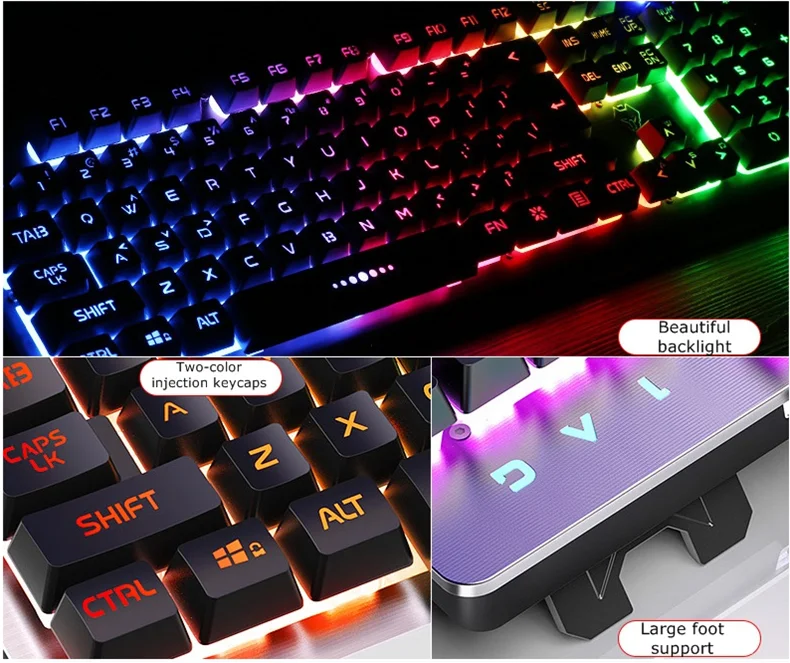 hxsj Langtu V1 USB Проводная Регулируемая Мультимедийная Игровая клавиатура с подсветкой матовая металлическая панель подвесной брелок