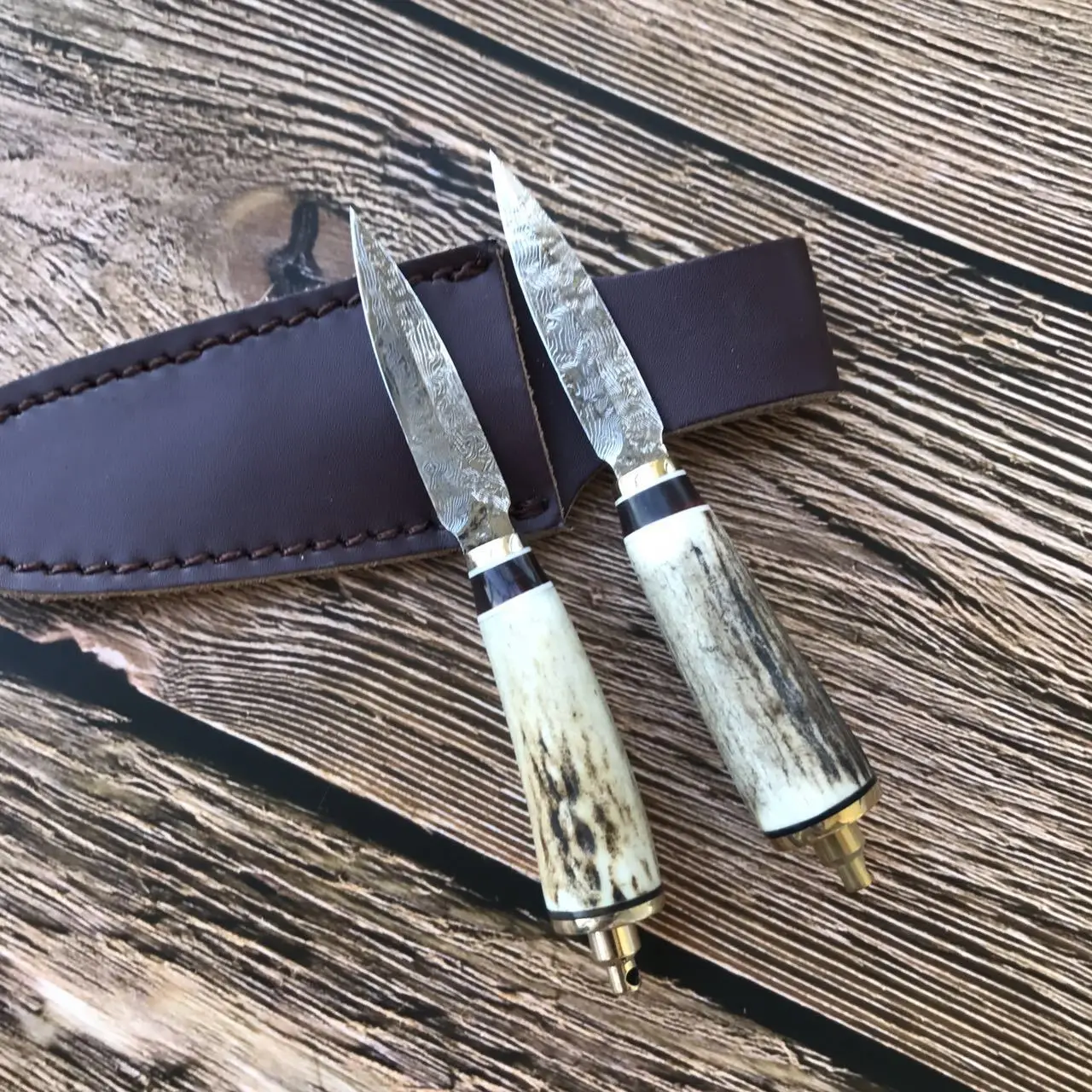 Dropship Damascus steel patterns Tea knife deer horn Antler handle tea needle white purely manual tools | Инструменты