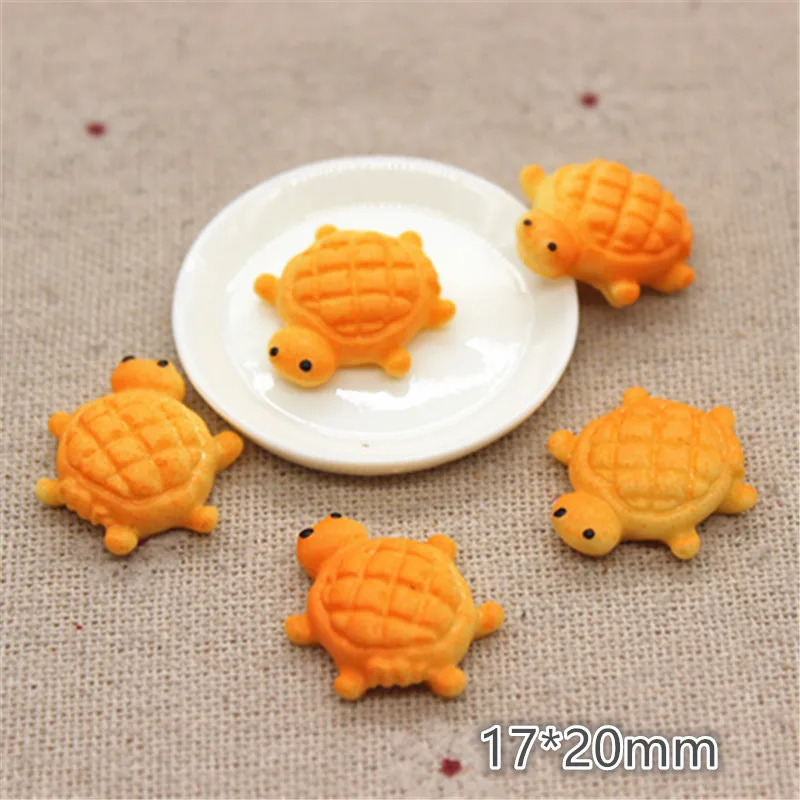 

10pcs 17*20mm Cute Resin Tortoise Biscuit Simulation Food Art Supply Flatback Cabochon DIY Craft Decoration