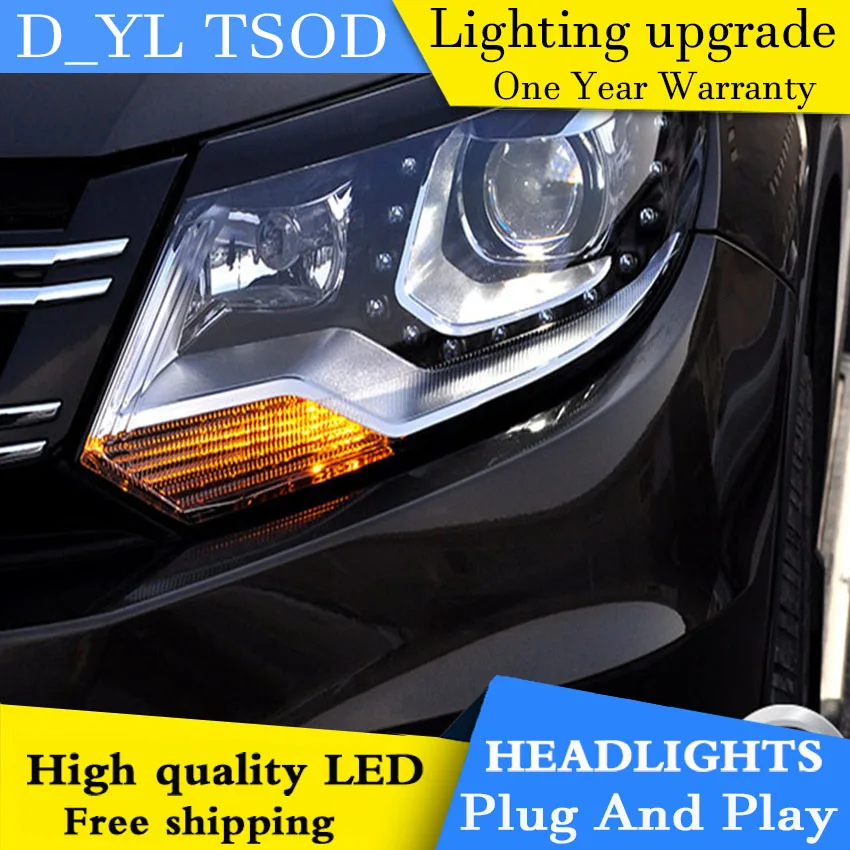 D_YL автомобильный Стайлинг для фар VW Tiguan 2013 2015 светодиодный ная фара DRL линза