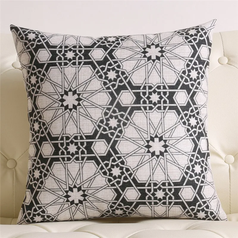 Геометрическая Подушка зеленая подушка Скандинавская льняная наволочка плед