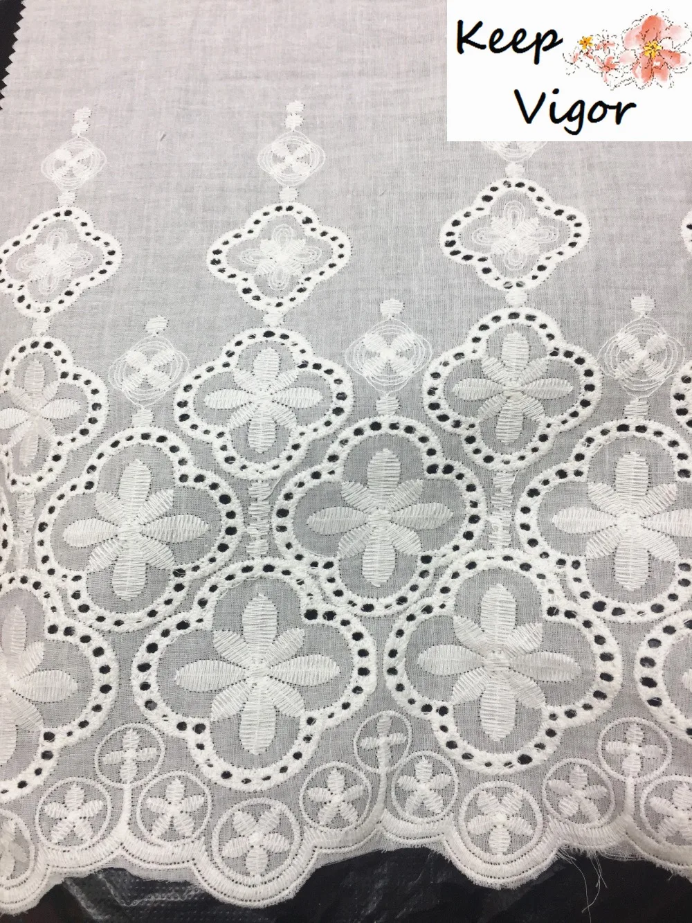 

(1yard) 100% cotton white good quality two sides soft embroidery lace fabric for lady dress wedding party KB-075