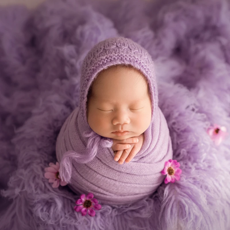Newborn Stretch Wrap A Lovely Set Of Lace Hat Cap Baby Photography Prop Outfit New Born Knit Mohair Wrap And Bonnet Sets