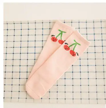 cherry Стильные носки для малышей с рисунком мышки, лисы, Тоторо хлопковые носки для маленьких мальчиков и девочек теплые гольфы, детский носок - Цвет: cherry