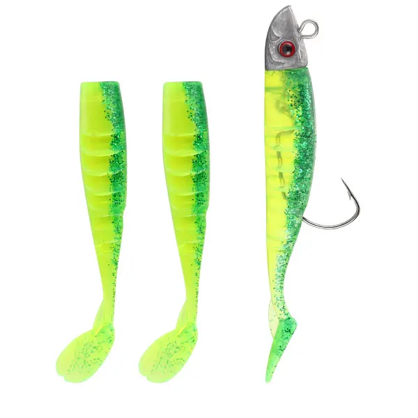D JACKFISH Jig Head T Tail Soft Fishing Lure 3PCS/10.5cm/15g Soft bait with Grankhook Swimbait fishing Tackle Pesca jigging lure - Цвет: D