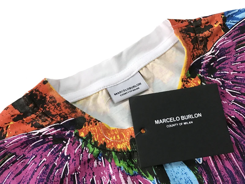 Marcelo Burlon футболка Италия графство Милан крылья из перьев мужские футболки 2017