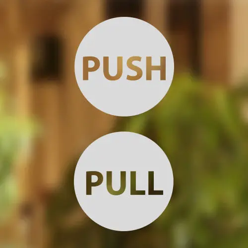 Белый Pull Push дверь 12 см наклейки магазин окно салон кафе ресторан офис виниловый