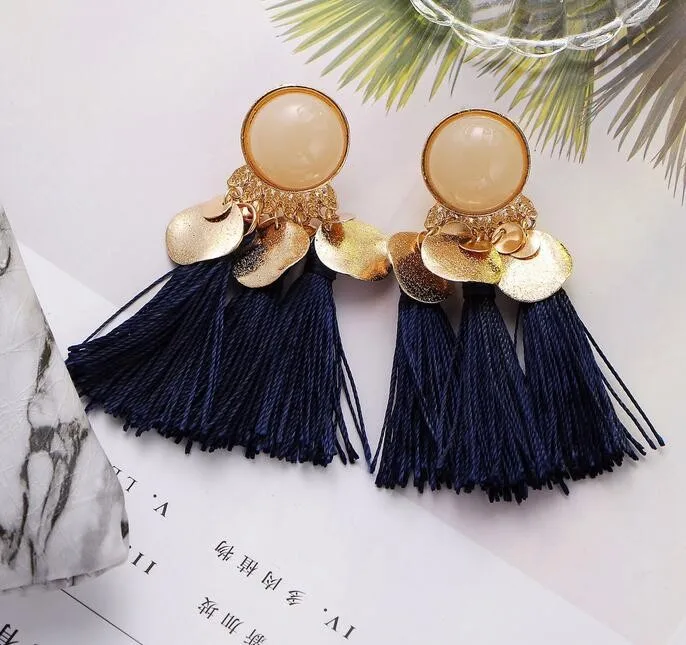 urope and the United States exaggerated alloy resin tassel style earrings clothing jewelry wholesale | Украшения и аксессуары