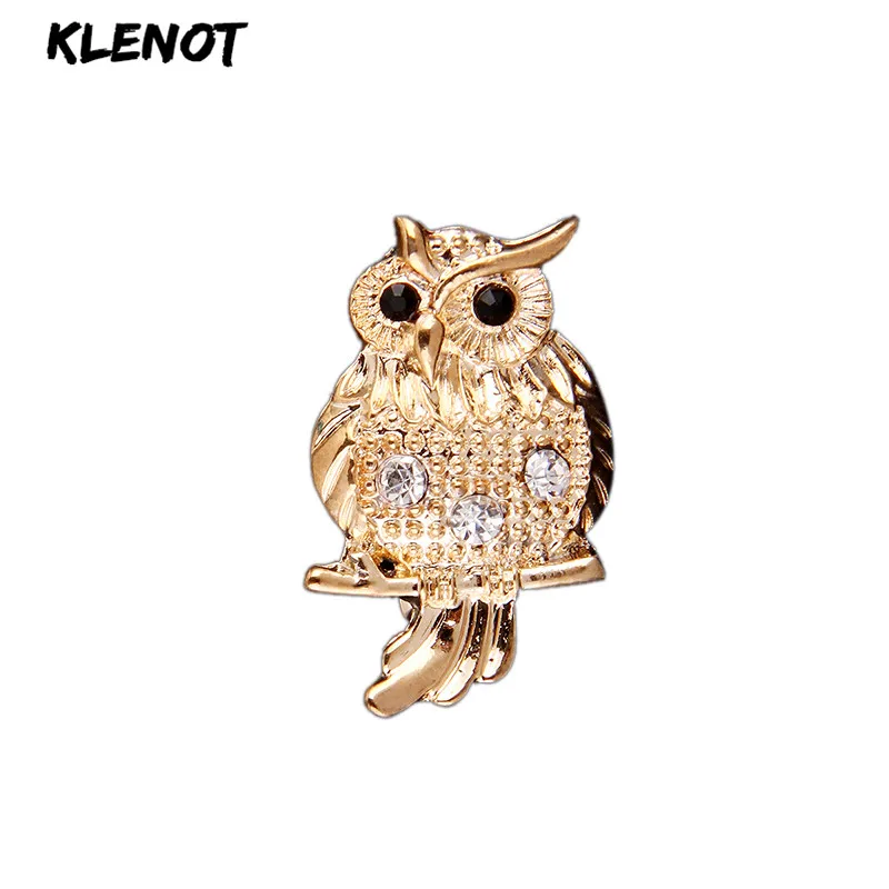 Elegant Rhinestone Owl Brooch Pins Golden Crystal Animal Craft Bird Jewelry for Women Breastpin Dress Decoration | Украшения и