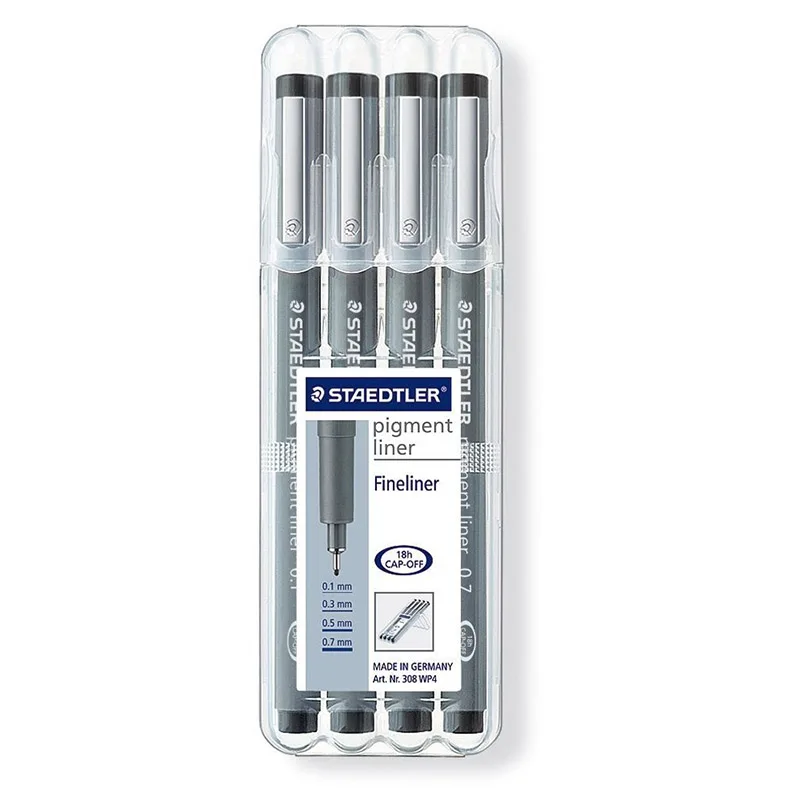 Германия Staedtler 308 WP 4 Набор ручек пигментный лайнер Fineliner 0 1 мм 3 5 7 ручка для