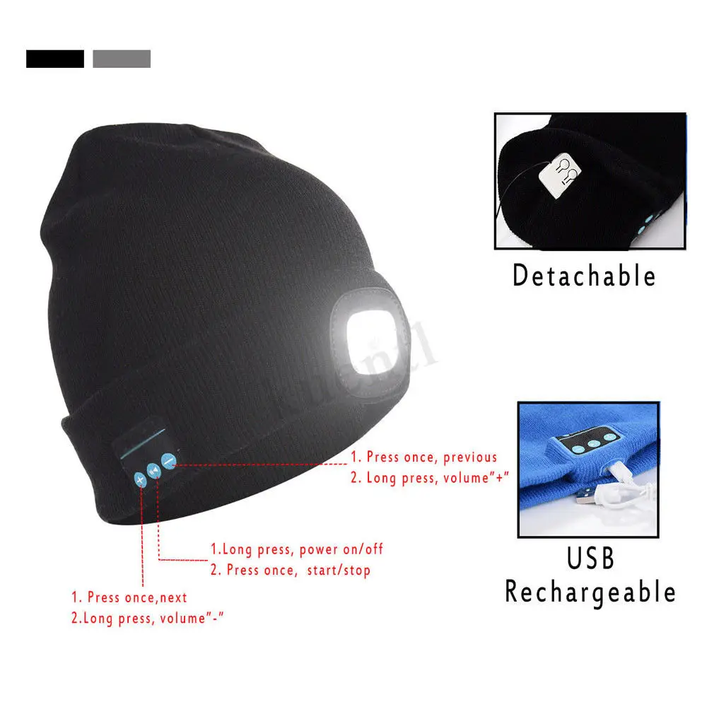 4Led светильник головная лампа Bluetooth наушники для воспроизведения музыки зарядка через usb теплая шапка для улицы Новинка