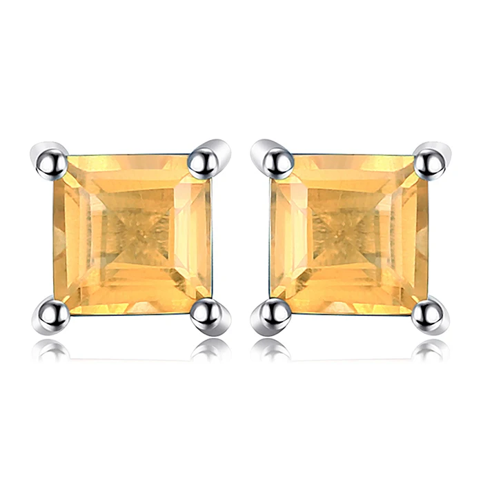 Citrine Jewelrypalace квадратный 0.6ct создания Изумрудный 925 серебро Серьги-гвоздики Модные украшения для Для женщин - Цвет камня: Citrine