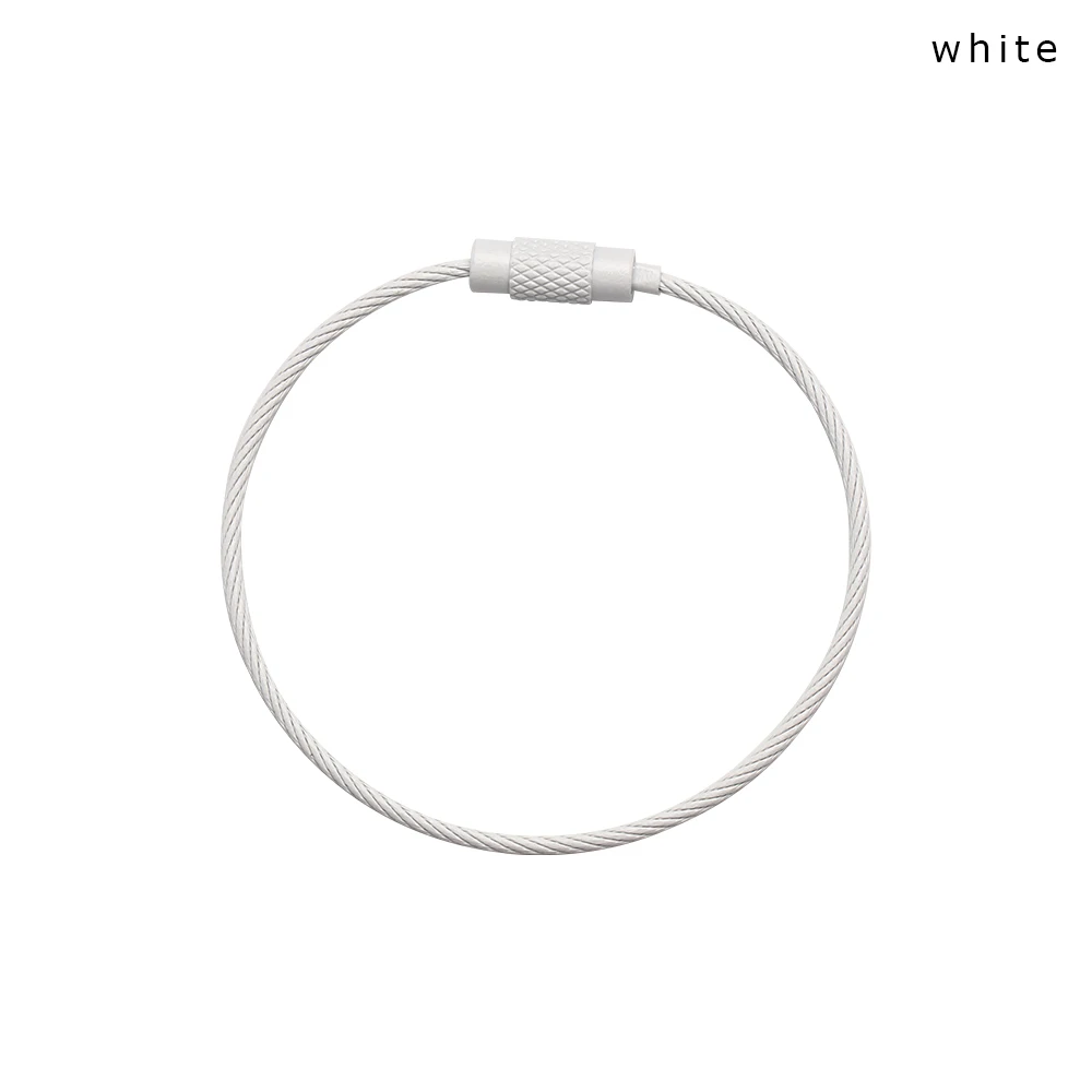 white 10 шт. 1,5*150 мм нержавеющая сталь круг петля багажная бирка держатель брелок на веревке брелок EDC(для ежедневного использования) кабель проволока винт замок Открытый Инструменты - Цвет: white