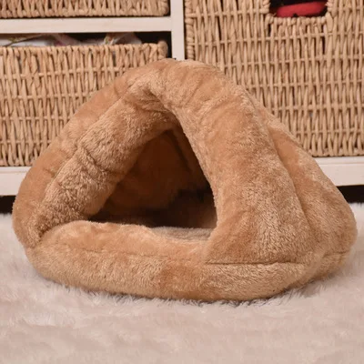 kakhi Тапочки с домашними животными кровать Flusy кошачий дом котенок диван для отдыха кровать утолщение теплая подушка для домашнего животного собаки щенок спальный мешок для животных продукты - Цвет: kakhi