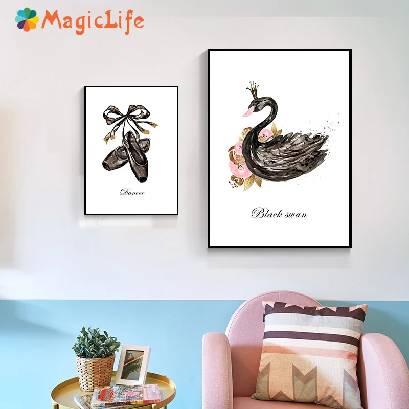 Infantil Fun детство настенное Искусство Холст Живопись балетная обувь юбка плакат ню