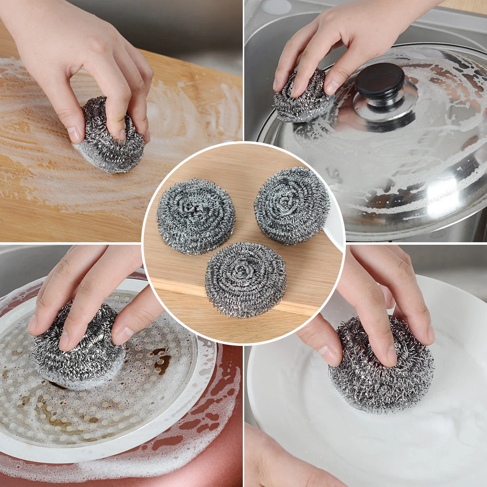 

12pc Stainless steel ball Kitchen Super Detergent Cleaning Tool Degreasing Pot Decontamination Brush Magic Cleaner Steel Scourer