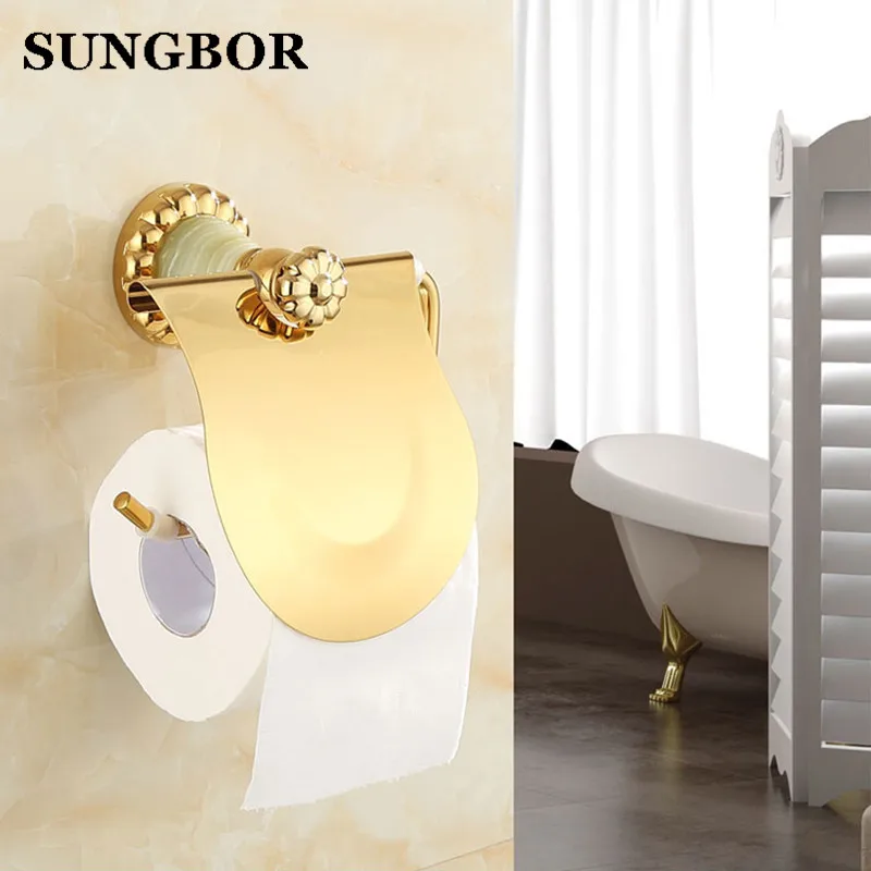 Новый латунь и Нефрита Аксессуары Ванной Комнаты крюк Робы Держатель Для Бумаги