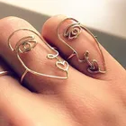 Новые этнические металлические полые кольца с человеческим лицом для женщин, 2 шт.компл., модные кольца на костяшки пальцев из сплава, Подарочные ювелирные изделия XR925