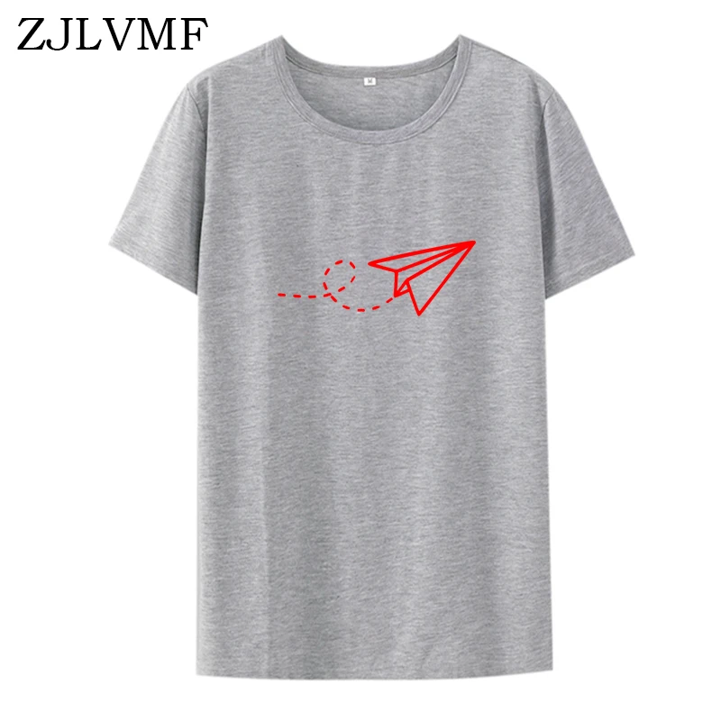 Женская футболка Zjlvmf свободная повседневная Хлопковая женская с круглым вырезом