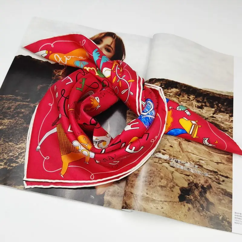 Маленький квадратный шарф из 100% чистого шелка женский модный Шелковый саржевый с