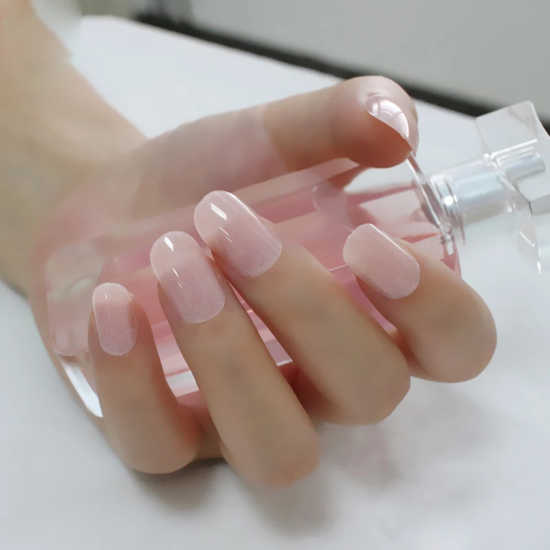 24pcs Latest fashion candy oval decorative fake nails long round section pink complexion Lp42 | Красота и здоровье