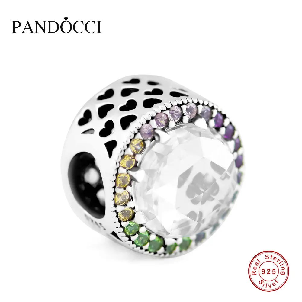 Fit Pandora Charms Jewelry Multi-Color Radiant Hearts Silver Charm Original 925 Sterling Beads for Making | Украшения и