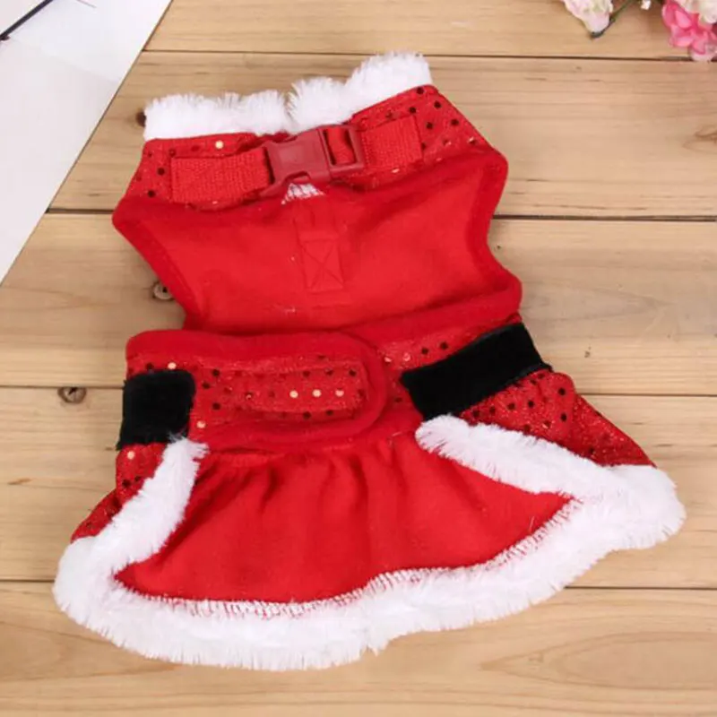 Cute Christmas Dog Dress Autumn Winter Warm Polyester Pet Vest Skirt Puppy Cat Dresses Pets Apparel For Small Medium Dogs | Дом и сад