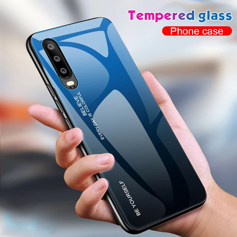 Градиентный стеклянный чехол для телефона Huawei P30 Pro Lite жесткие чехлы P20 Mate 20 10 P 30