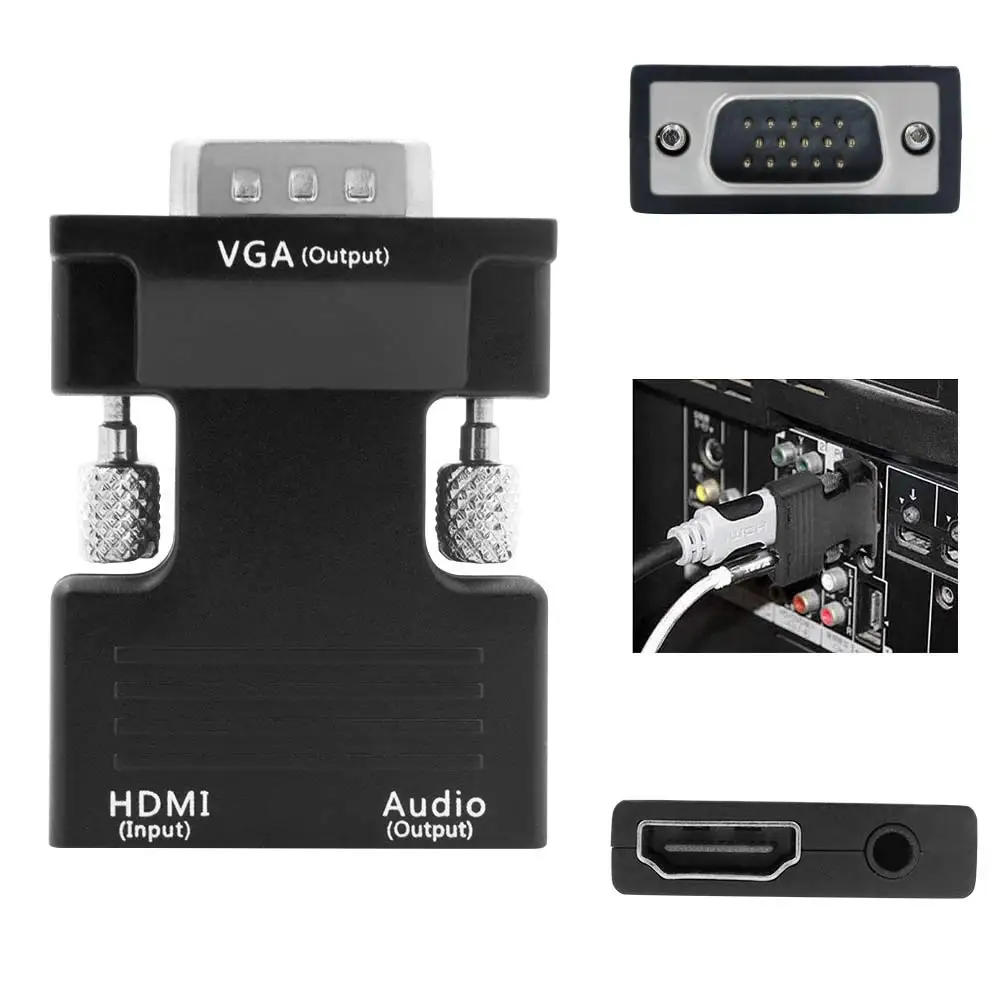 Переходник HDMI-VGA (мама) 1080P (папа) с разъемом 3 5 мм | Электроника
