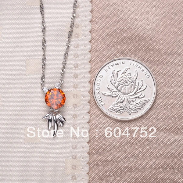 Wholesale &amp Retail for Real 925 Sterling Silver Orange Spinel Fish Pendant 100% silver Top Quality!! (I0389) | Украшения и