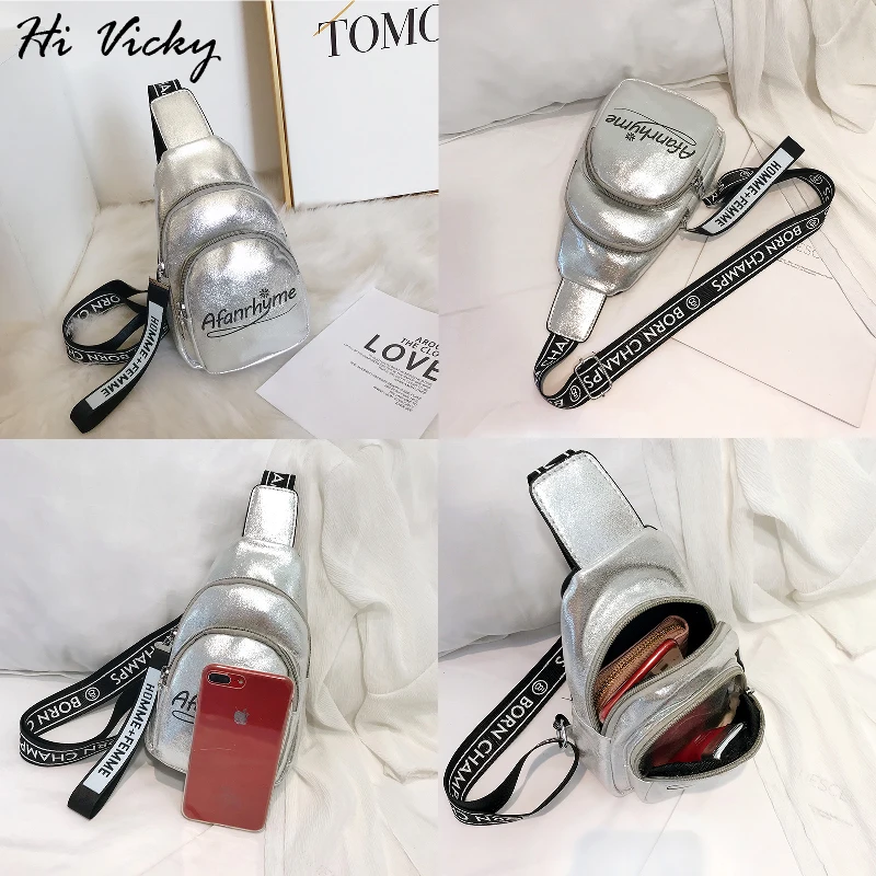 Сумка через плечо поясная сумка Женская Серебристая на женская мягкая