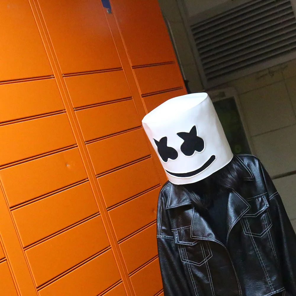 Marshmello латексная маска на голову, Забавный костюм для косплея, головные уборы, аксессуары на Хэллоуин, Карнавальная маска диджея вечерние реквизиты, Прямая поставка