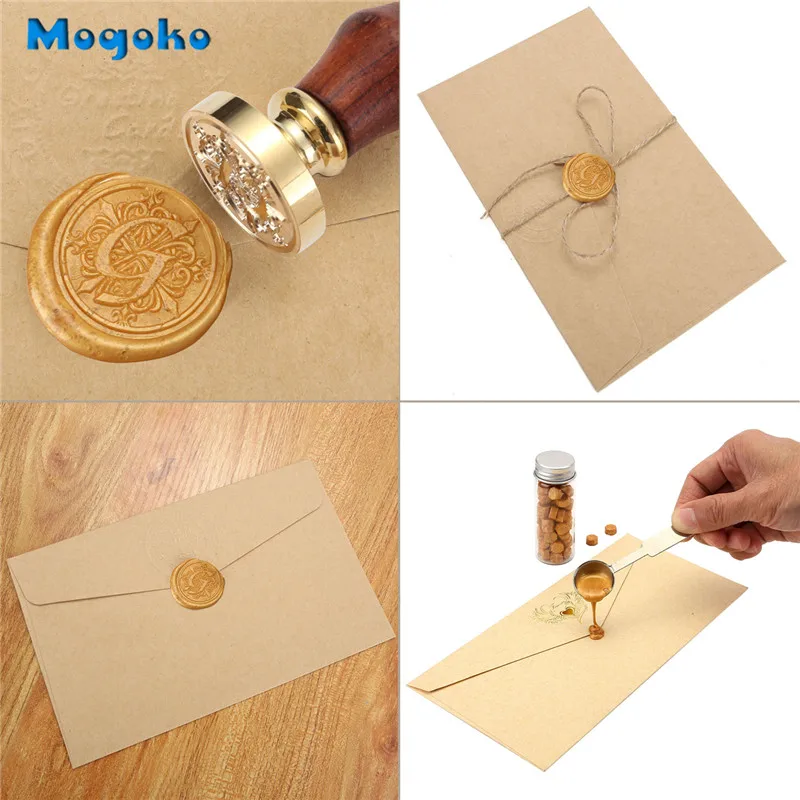 Mogoko 1x винтажная деревянная ручка Ирисы буквы Алфавит воск значок печать воск 26 букв A-Z Скрапбукинг Декор
