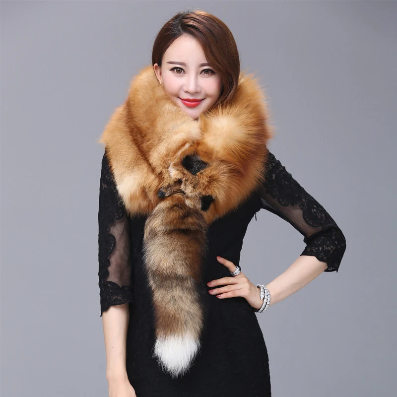 Натуральный шарф из лисьей кожи для мужчин и женщин мужской кожаный меховой Мао