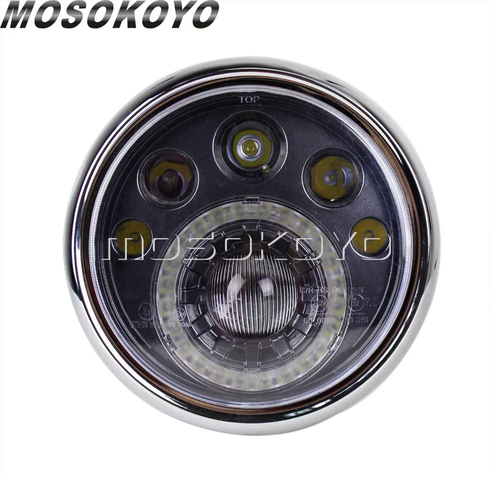 Светодиодный светильник 7 дюймовый круглый для мотоцикла E Mark E4 E24 бега Harley Cafe Racer