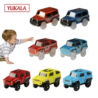 yukala track car electronic led car toys flashing lights rail cars set educational model to slide toy for children boy gifts