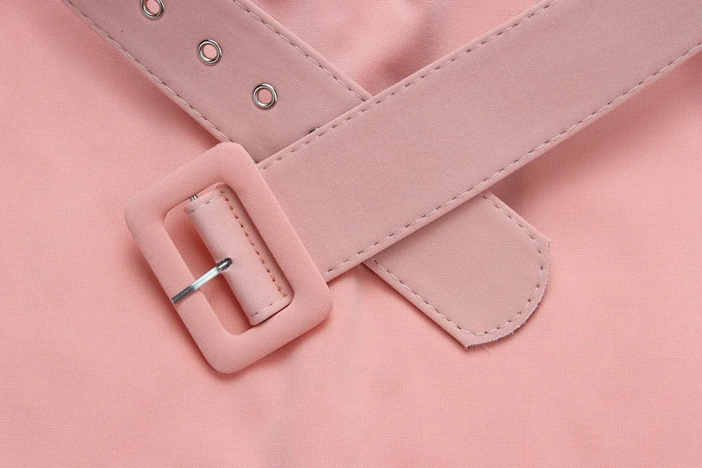 Женское облегающее платье с круглым вырезом Joiekuno однотонное мини поясом модель