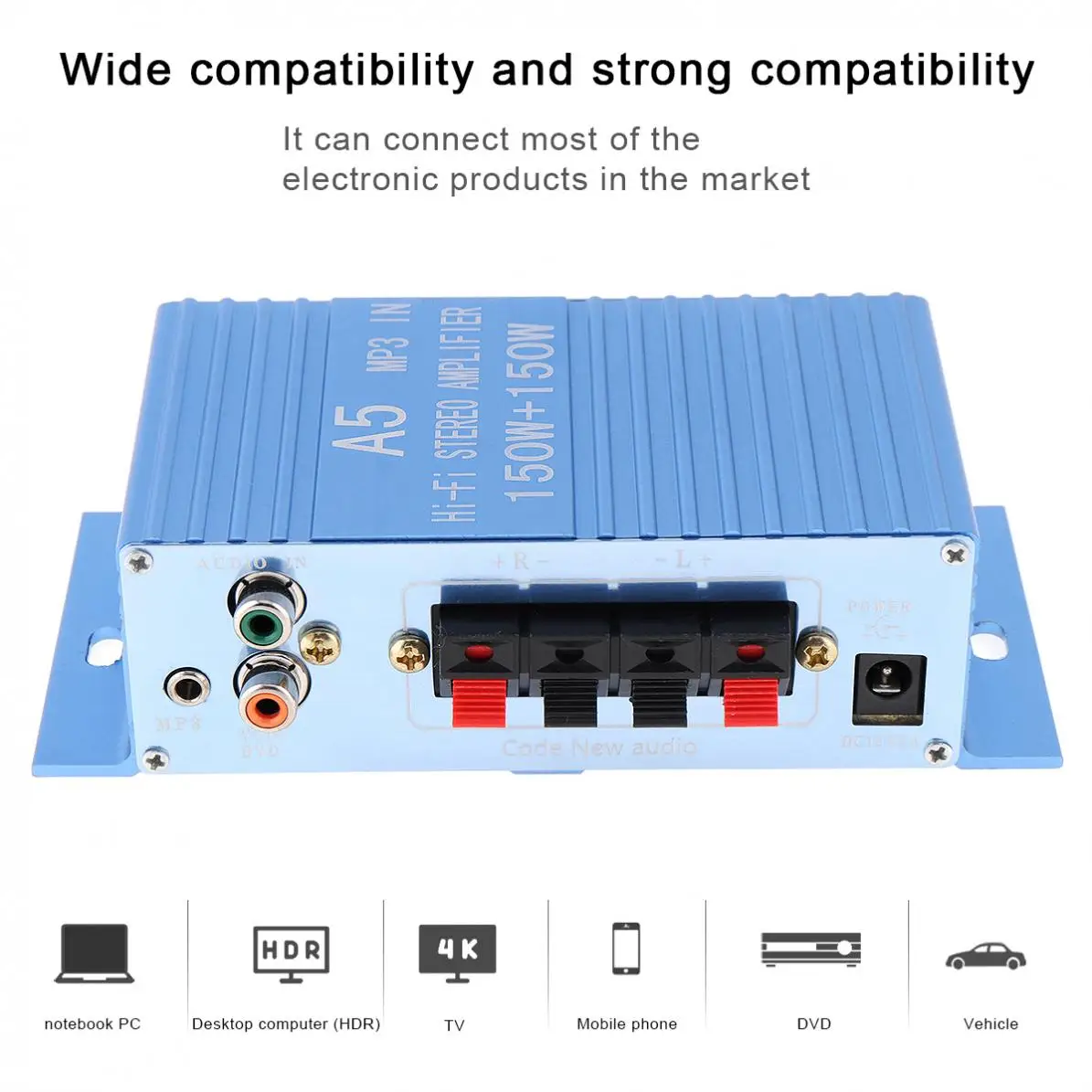 A15 DC12V 2,0 двухканальный MP3 в Hi-Fi стерео усилитель 150 Вт+ 150 Вт с 3.5AUX интерфейсом для автомобиля/MP3/ПК/CD/колонки