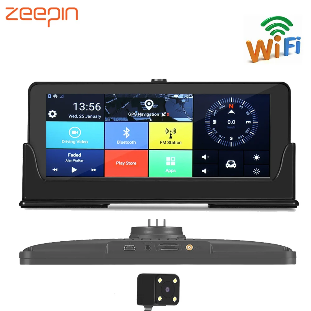 ZEEPIN 682 Android Dash Cam gps навигация 7 дюймов Большой экран 4G/3G WiFi Bluetooth FHD 1080P камера