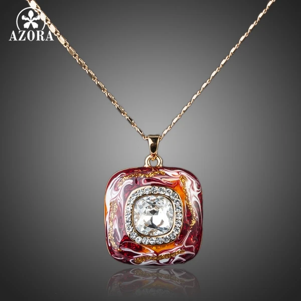 Azora, золотые Stellux австрийского хрусталя темно-красного цвета, с рисунком в виде картины маслом кулон Цепочки и ожерелья TN0065