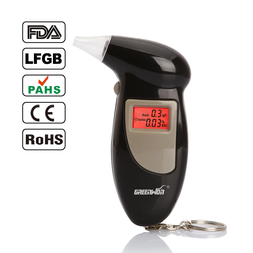 

2019 GREENWON 68s Digital LCD Alcohol Breath Analyzer Breathalyzer Tester Keychain Audible Alert alcohol tester