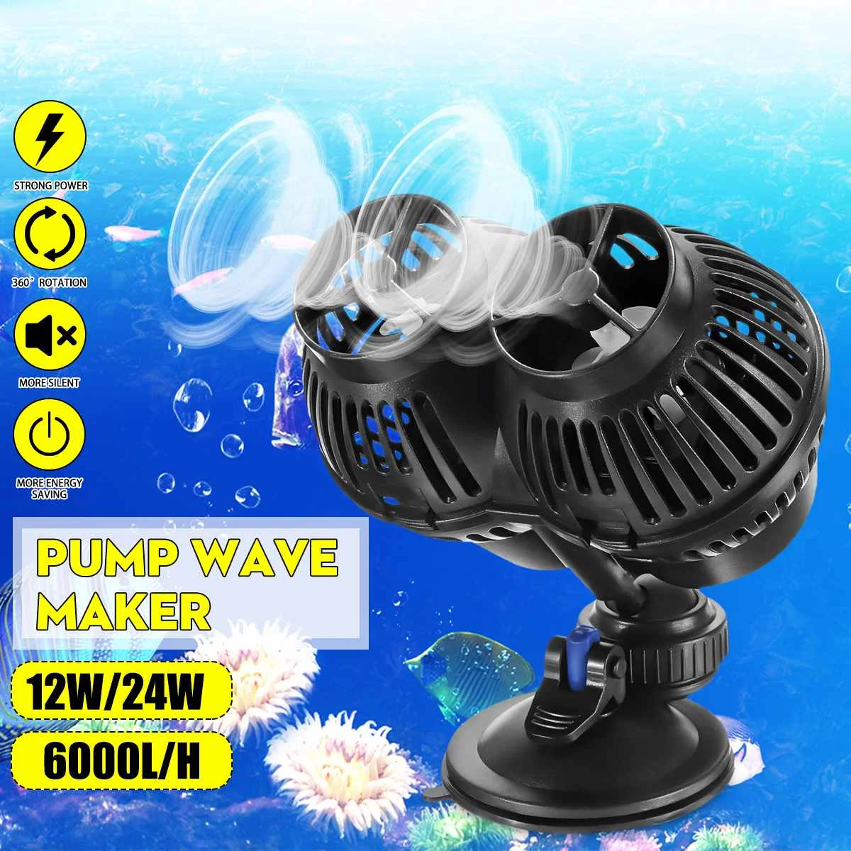 220 В 12 Вт 24 Вт двухголовый волновой генератор Wavemaker водяной насос для аквариума аквариум погружной насос потока