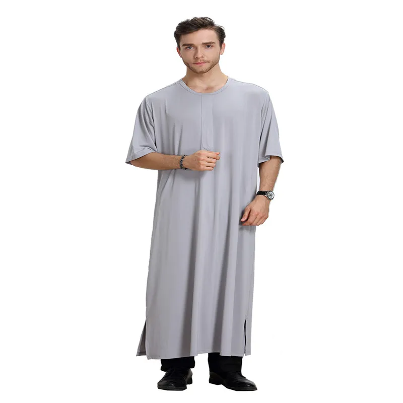 Летний модный мужской Мусульманский Исламский халат Арабский Кафтан