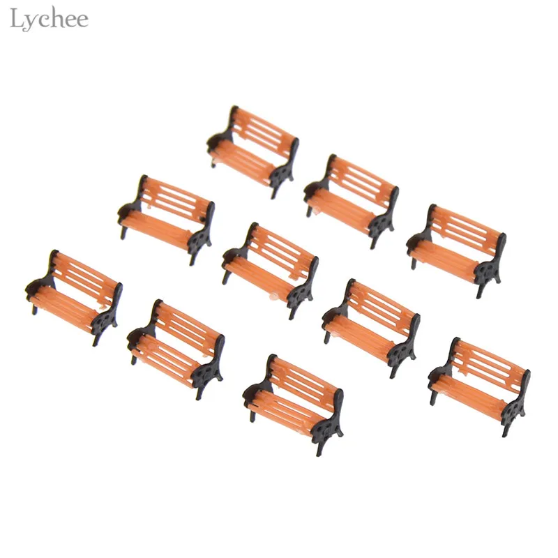 Пластиковая скамейка Lychee Life 10 шт. масштаб 1:150 ландшафт украшение для дома и сада