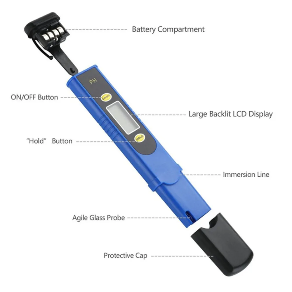 Protable LCD Digital PH Meter Pen of Tester accuracy 0.1 Aquarium Pool Water Wine Urine automatic calibration | Инструменты