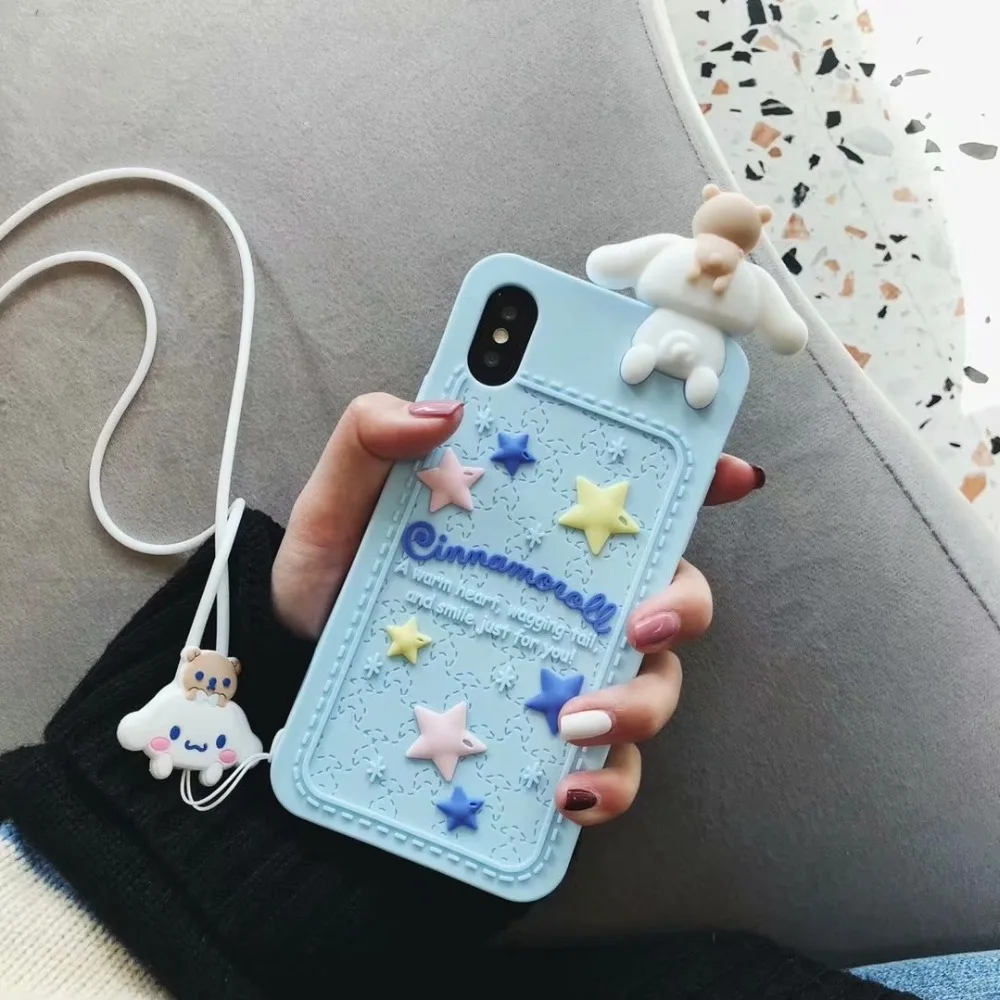 Милый мультяшный 3D чехол для телефона ORYKSZ с мелодией ремешком на руку iPhone 6 6s 7 8 Plus
