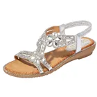 SAGACE; Богемные летние женские босоножки женская обувь с украшением в виде цветка, с украшением в виде кристаллов плоский сандалии пляж повседневная обувь пикантные наружное зеркало высокого качества; Женская обувь