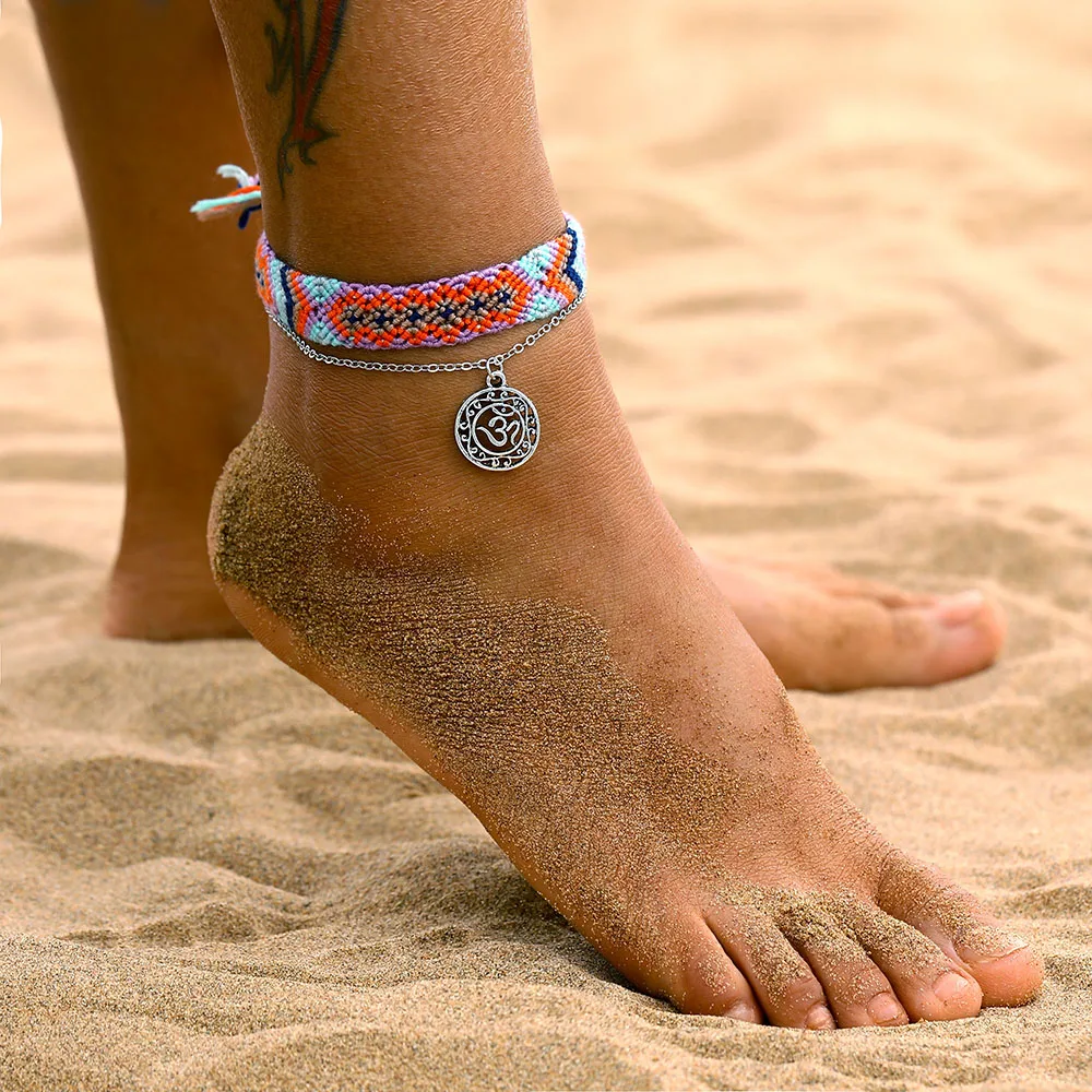 Женские винтажные Многослойные ножные браслеты FNIO богемный Серебристый браслет